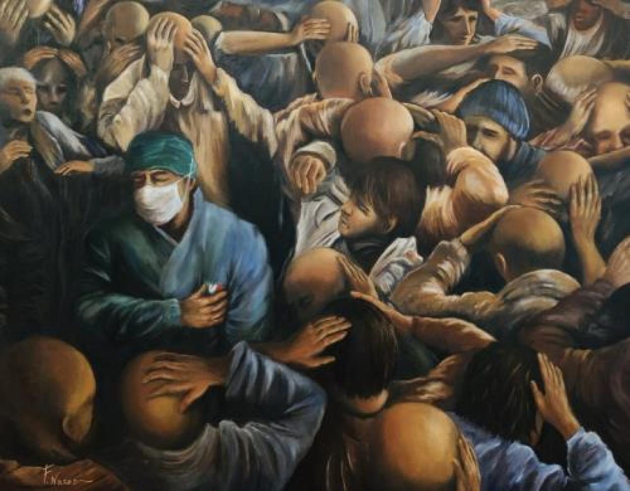 Personaggio L’artista di Venasca racconta com’è nato il capolavoro Nazer: «Quel quadro mi è venuto di getto» «Il coronavirus ha cambiato la vita di tutti: con “Libera nos” ho espresso tutto il mio sgomento»