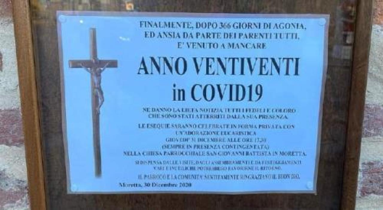 Il manifesto funebre per salutare il 2020