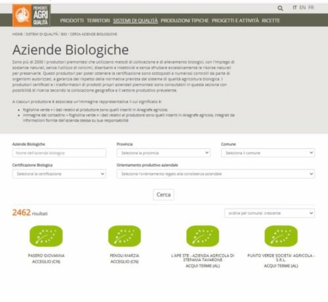 Il sito conta già la presenza di 2500 realtà certificate, identificate con il simbolo della «fogliolina verde» Portale web per comprare biologico in regione: i prodotti di eccellenza e qualità sbarcano in rete