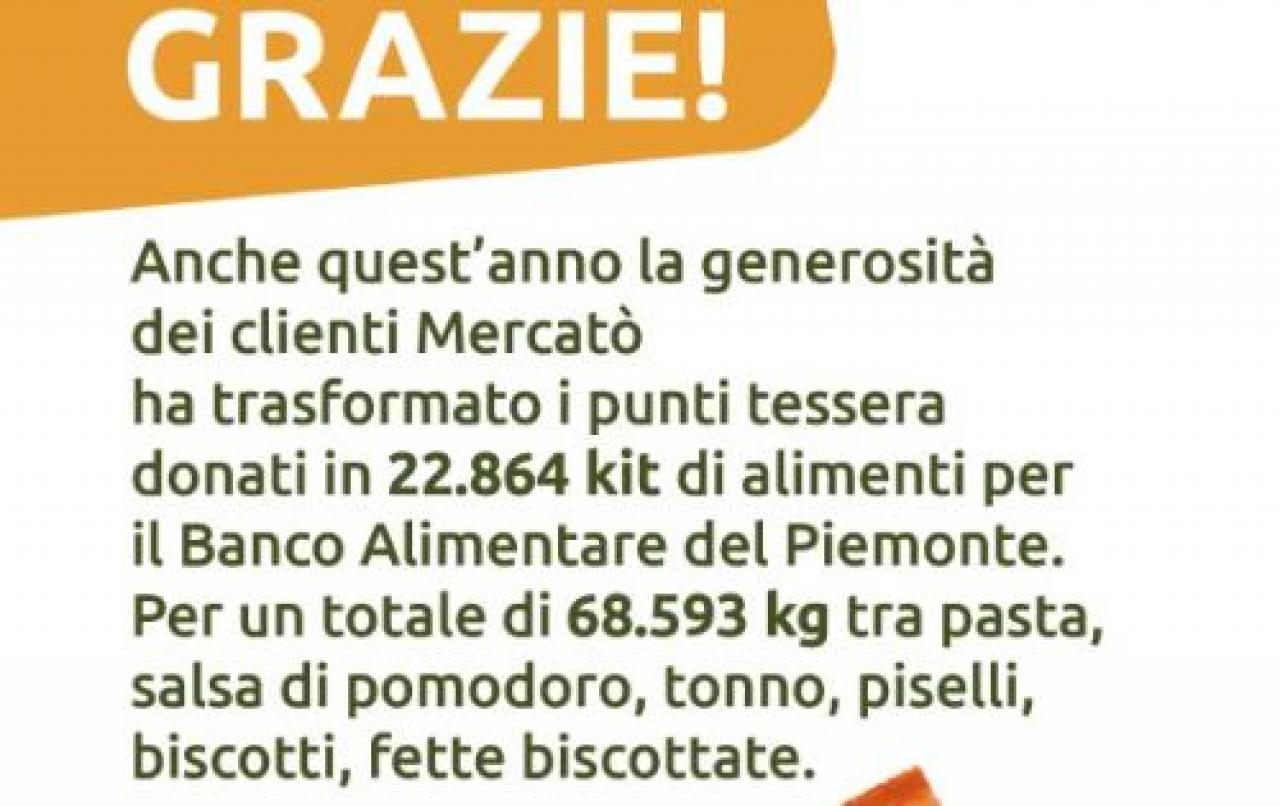 Oltre 68 tonnellate di cibo: iniziativa solidale di Mercatò
