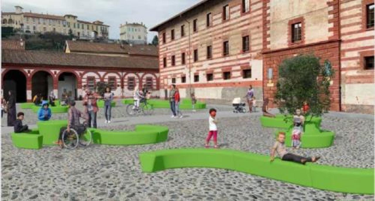 Panchine e aiuole per il cortile d’onore