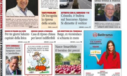 Ecco la prima pagina della Gazzetta di Saluzzo: vaccini, scuola, blocco auto e tanto altro