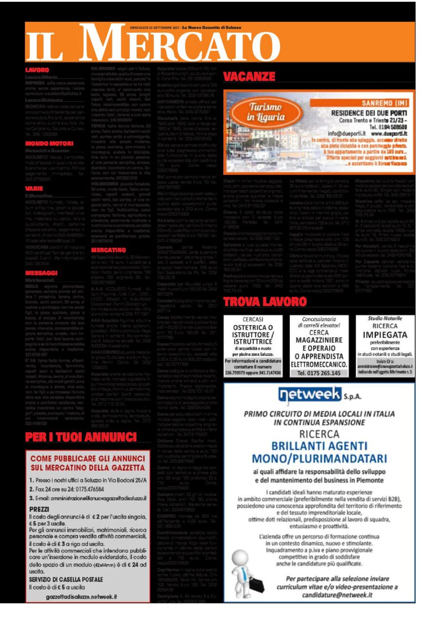“Il Mercato” della Gazzetta di Saluzzo