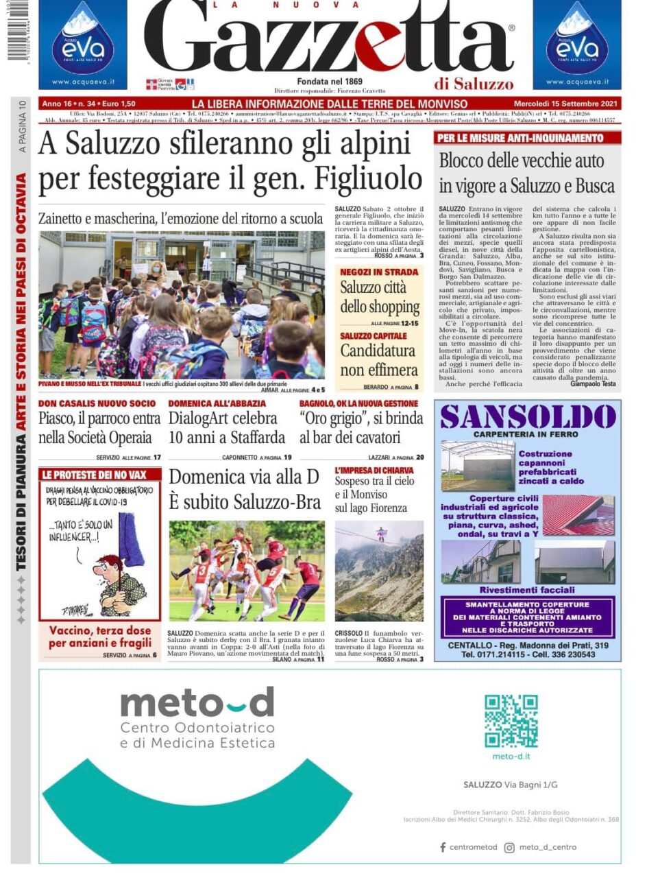 Ecco la prima pagina della Gazzetta di Saluzzo: tematiche importanti e attualità