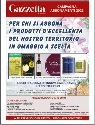 Continua la campagna abbonamenti!!! In omaggio un prodotto d’eccellenza del territorio