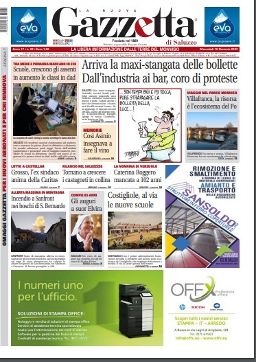 Ecco la prima pagina della Gazzetta di Saluzzo