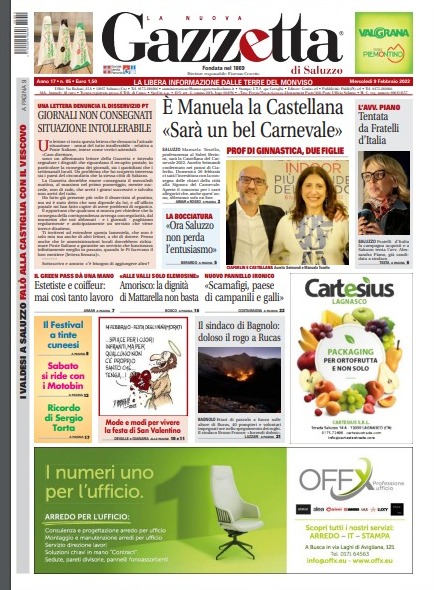 Ecco la prima pagina della Gazzetta di Saluzzo