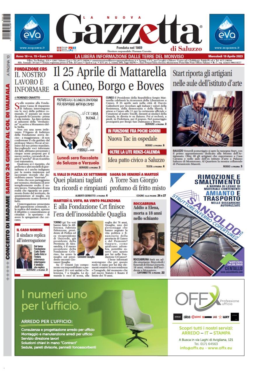 Prima pagina 19-aprile