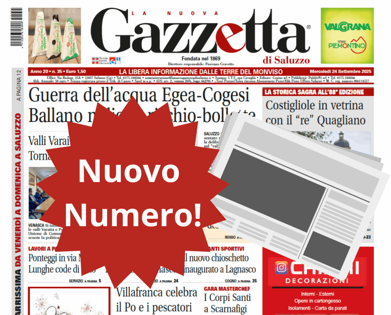 Nuovo Numero del 24 settembre in Edicola