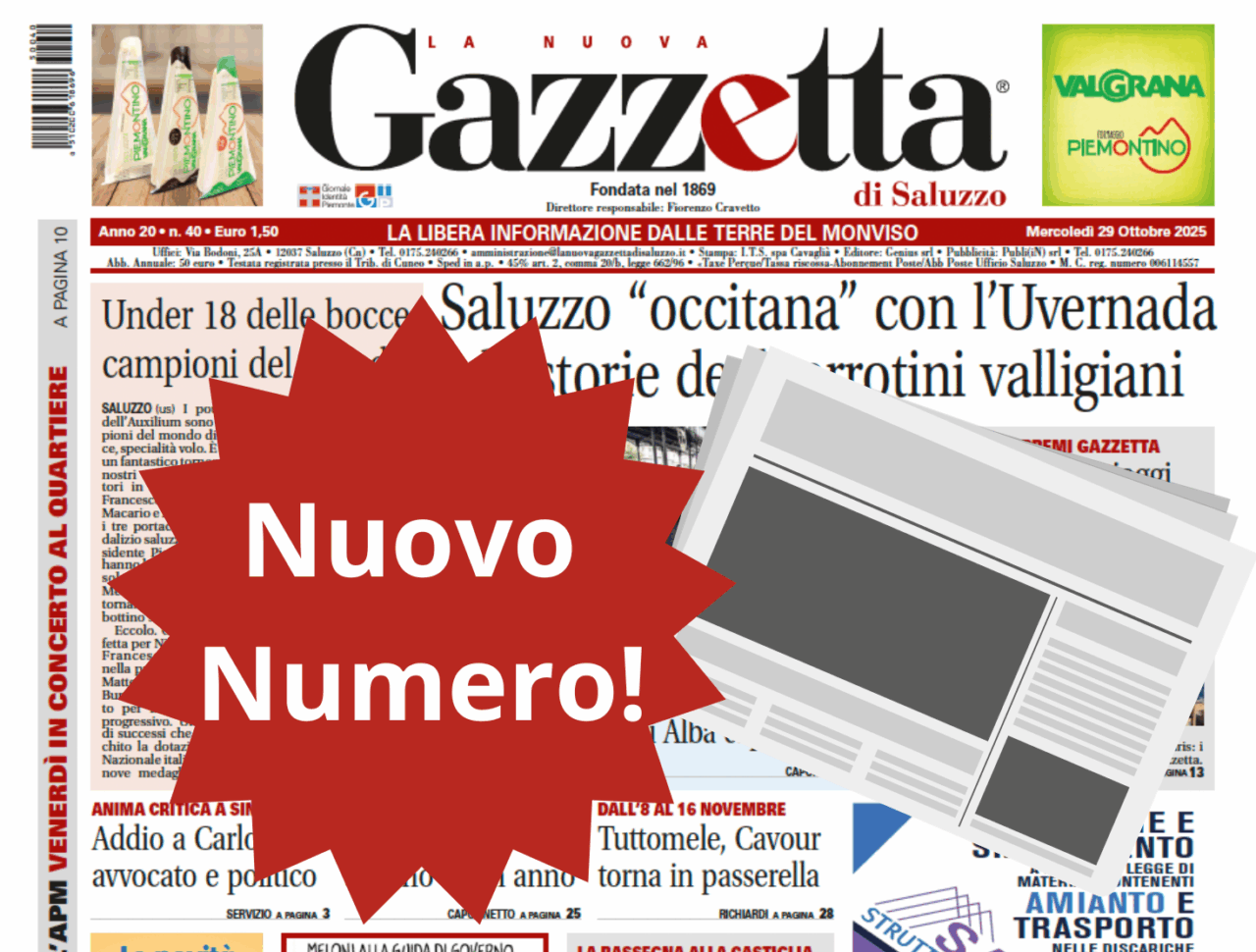 Nuovo Numero del 29 ottobre in Edicola