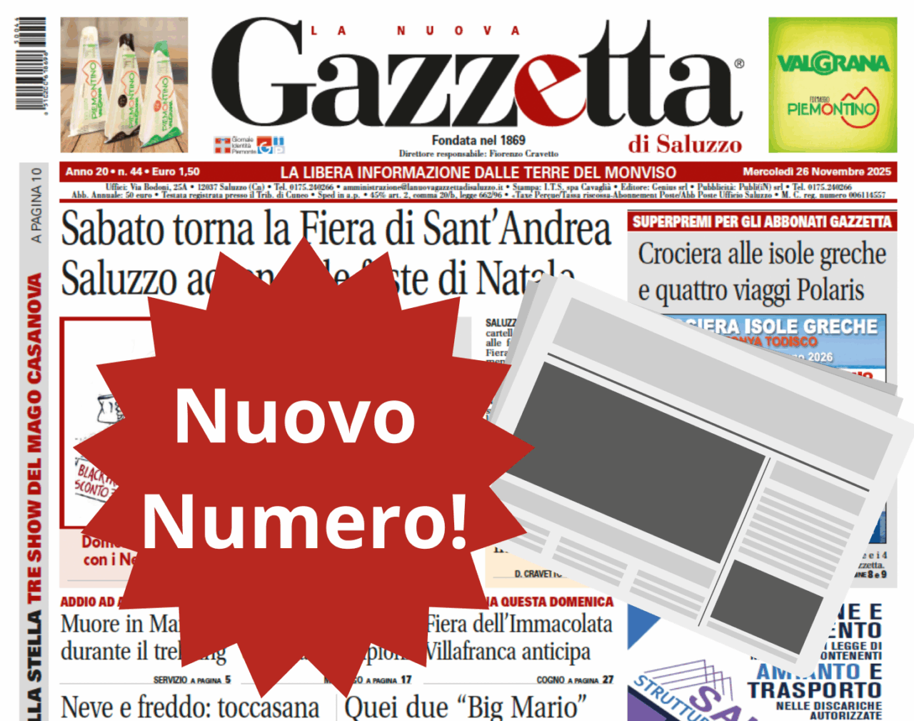 Nuovo Numero del 26 novembre in Edicola