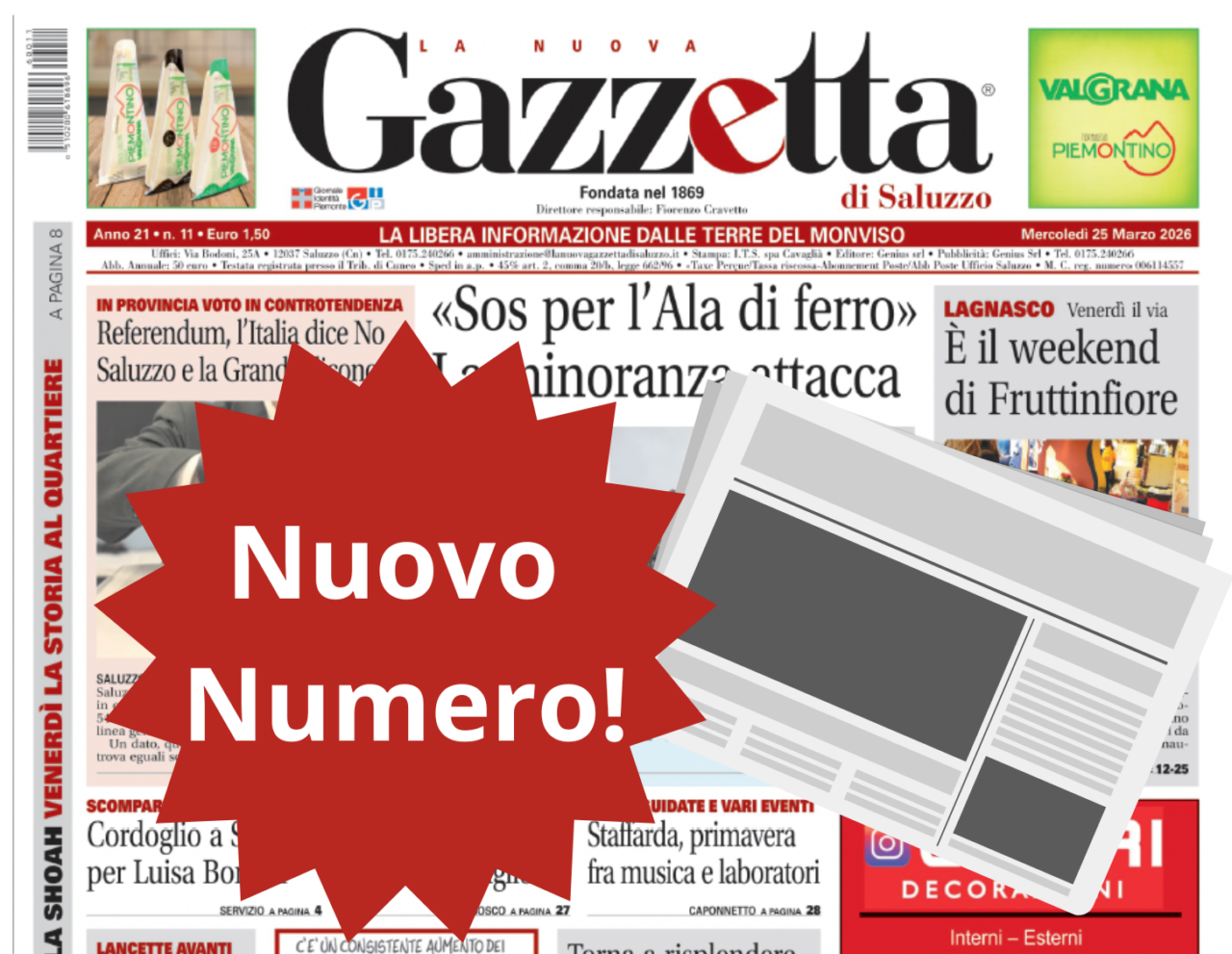 Nuovo Numero del 25 marzo in Edicola