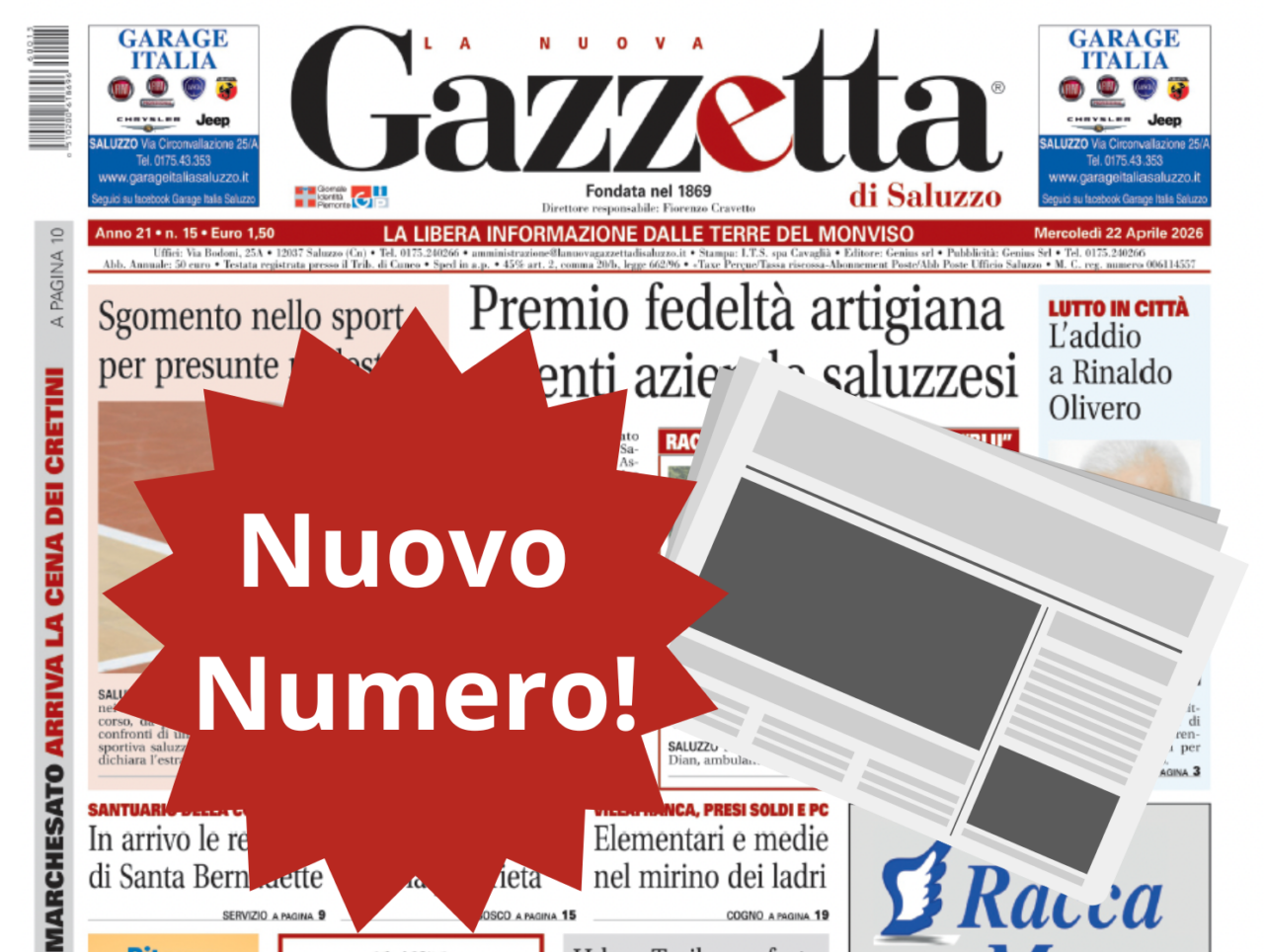 Nuovo Numero del 22 aprile in Edicola