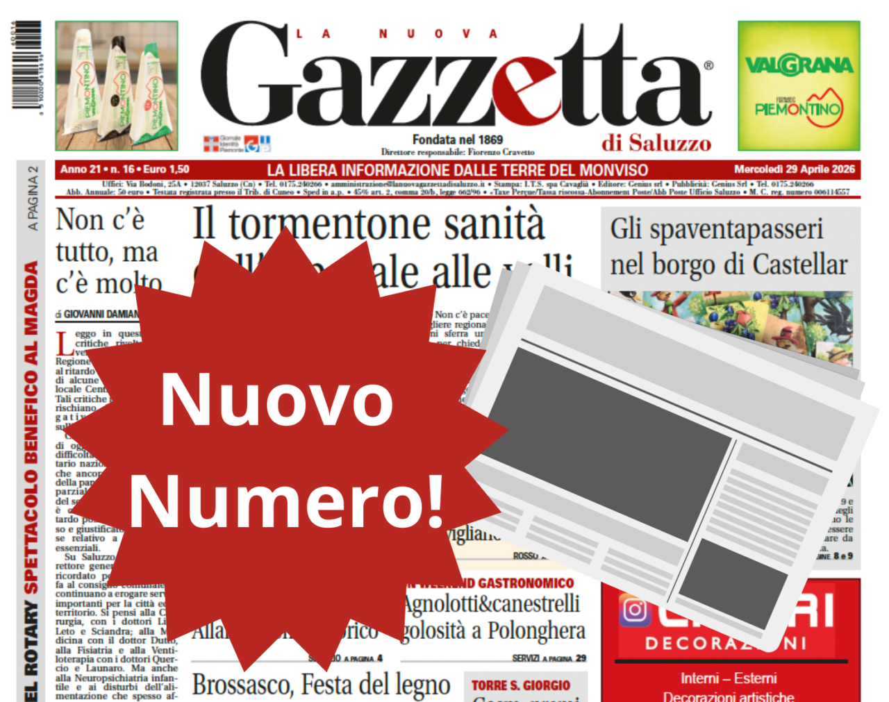 Nuovo Numero del 29 aprile in Edicola