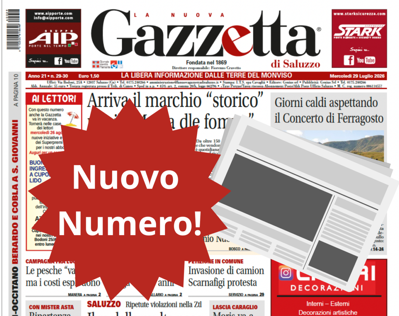 Nuovo numero settimanale del 29 luglio