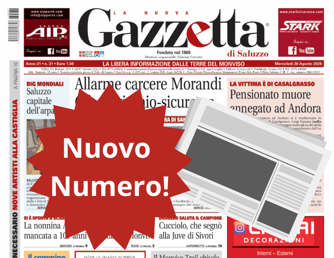 Nuovo numero settimanale del 26 agosto