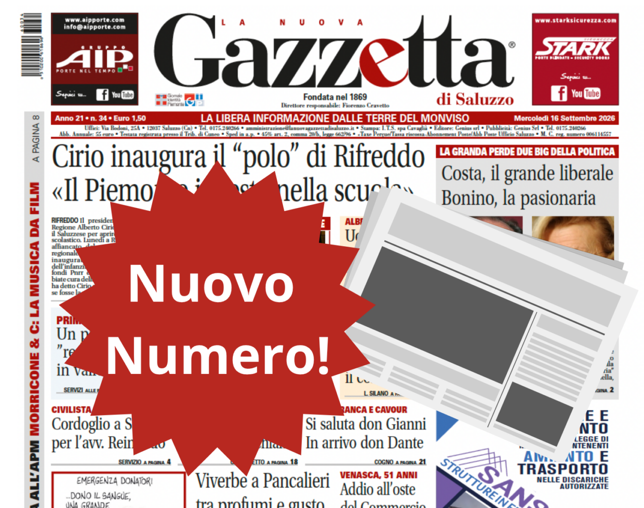 Nuovo numero settimanale del 16 settembre